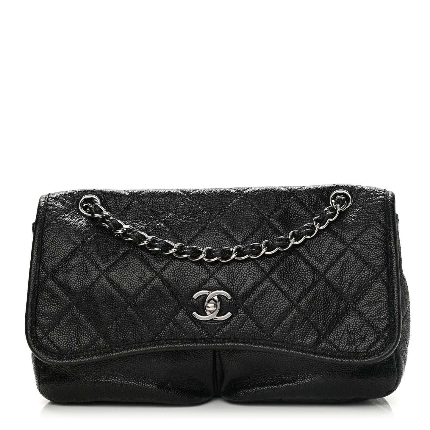 Grained Calfskin Medium Natural Beauty Flap Black