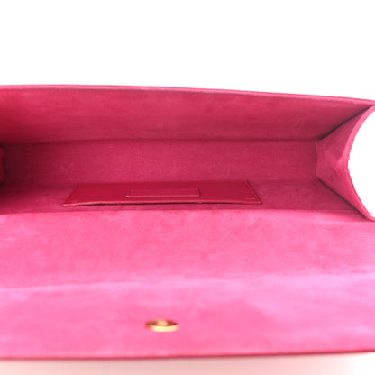 Saint Laurent Patent Grain De Poudre Classic Monogram Cassandre Clutch Fuchsia 5 of 8