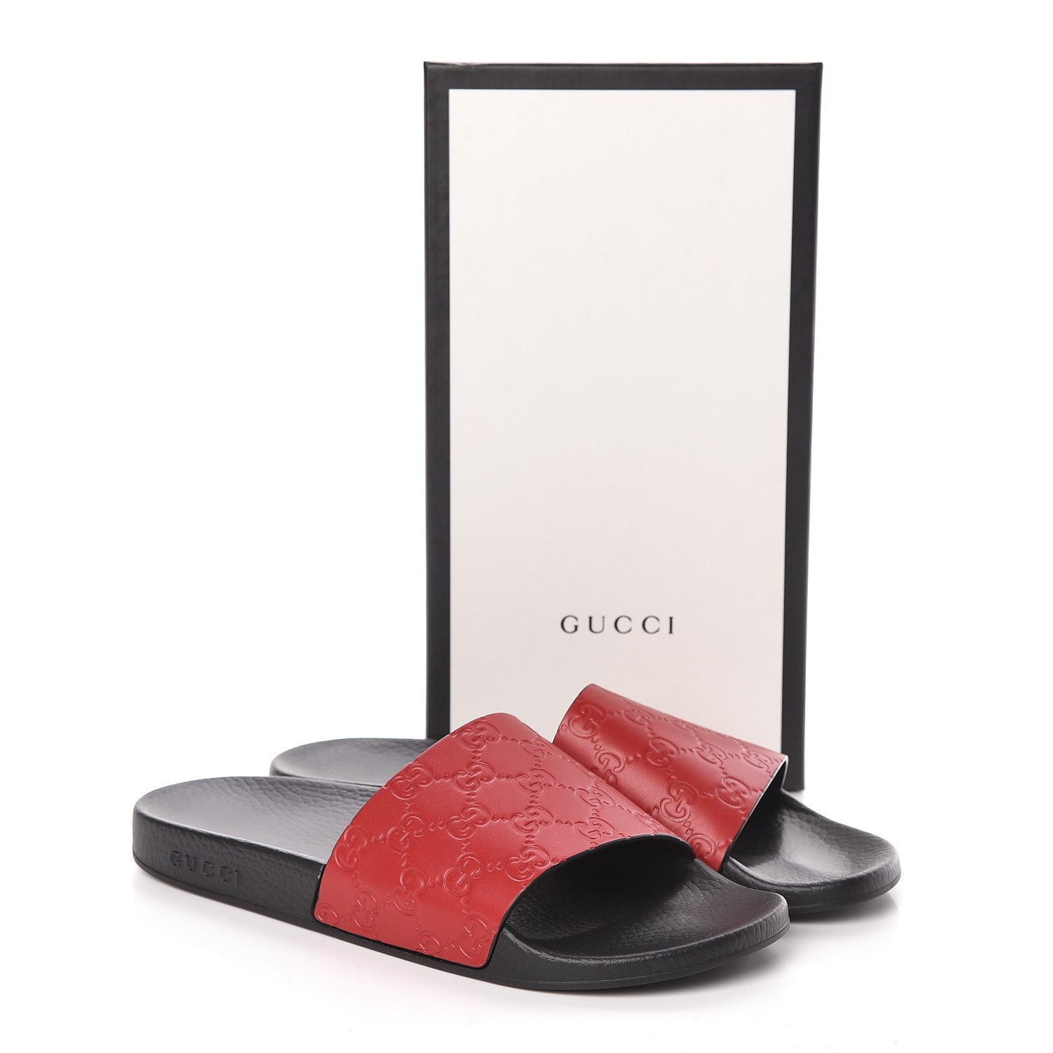 Gucci Guccissima Signature Slide Sandals 42 Hibiscus Red 7 of 7