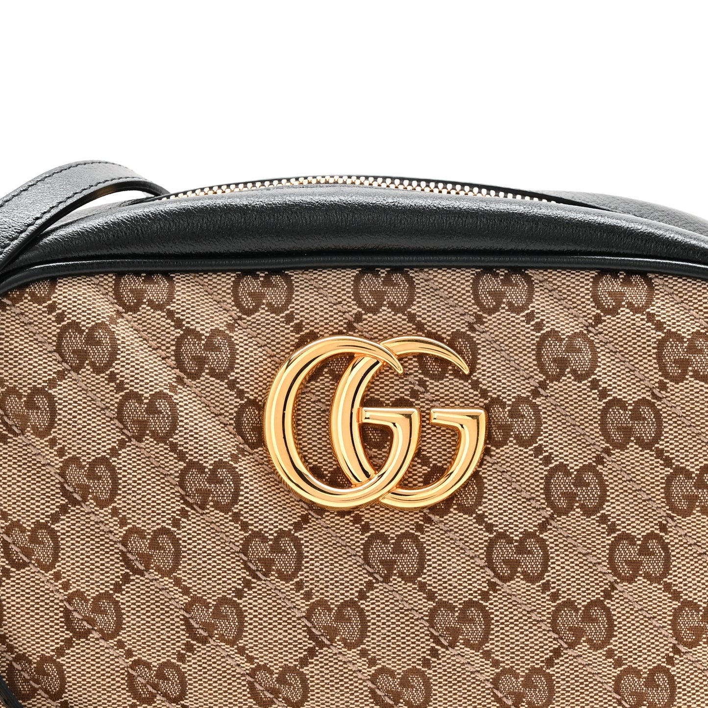 Monogram Matelasse Diagonal Small GG Marmont Chain Shoulder Bag Beige Black