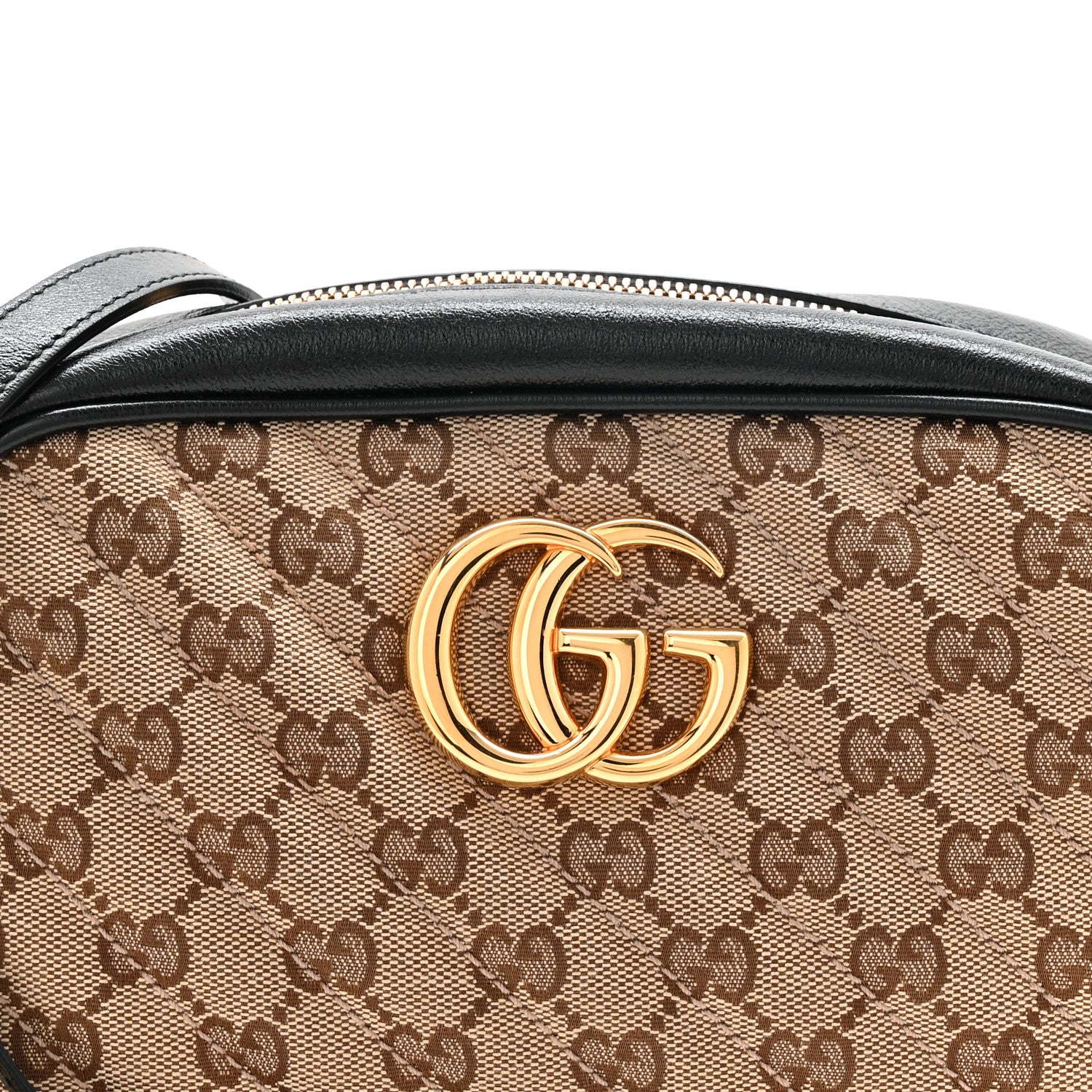 Gucci Monogram Matelasse Diagonal Small GG Marmont Chain Shoulder Bag Beige Black 8 of 11
