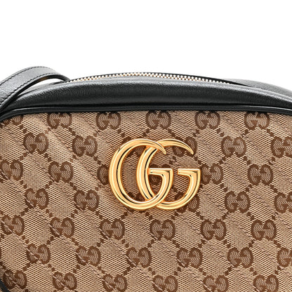 Gucci Monogram Matelasse Diagonal Small GG Marmont Chain Shoulder Bag Beige Black 8 of 11