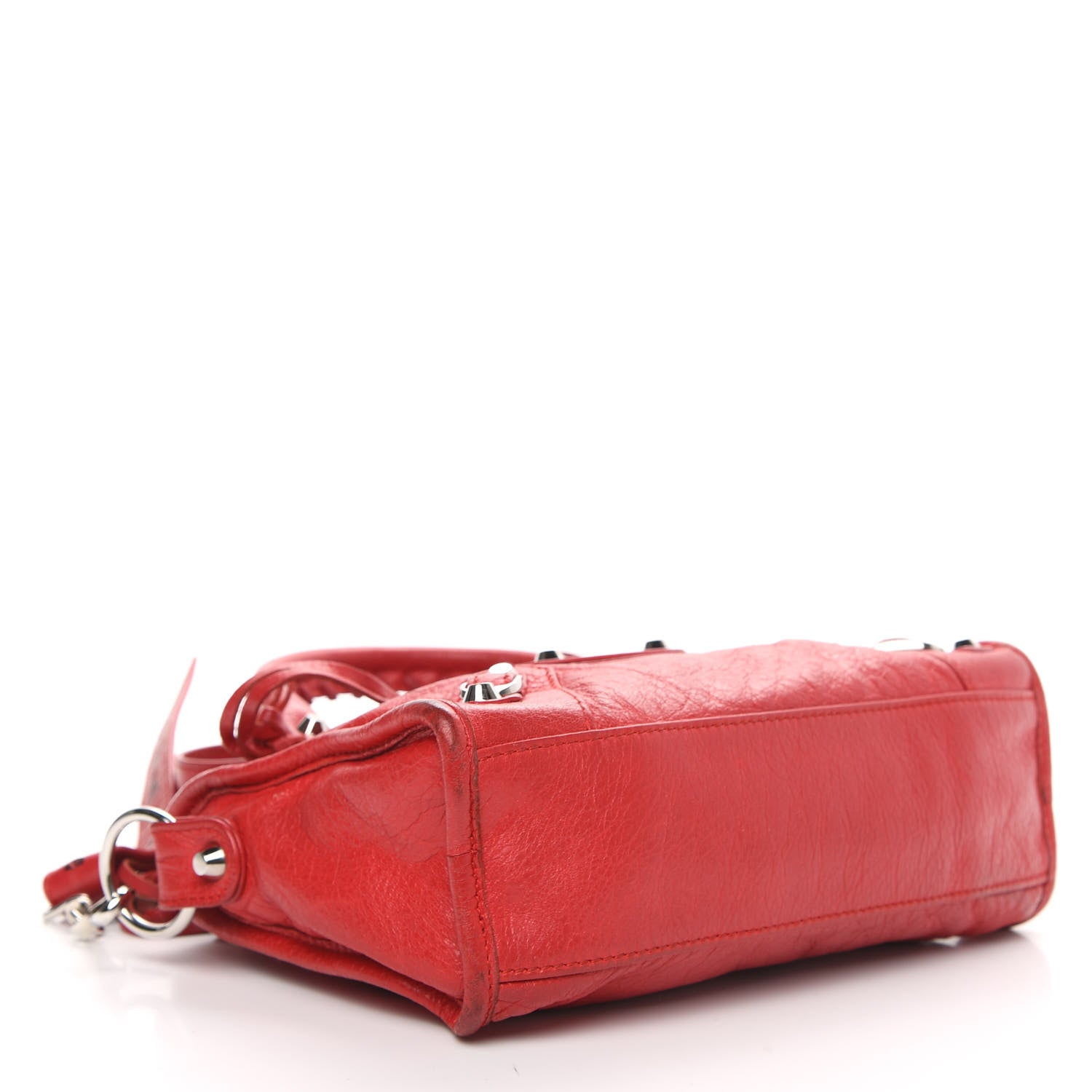 Balenciaga Agneau Classic Silver Hardware Mini City Logo Strap Rouge Cardinal Black 4 of 15