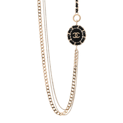 Chanel Lambskin CC Long Chain Necklace Black Gold 1 of 4