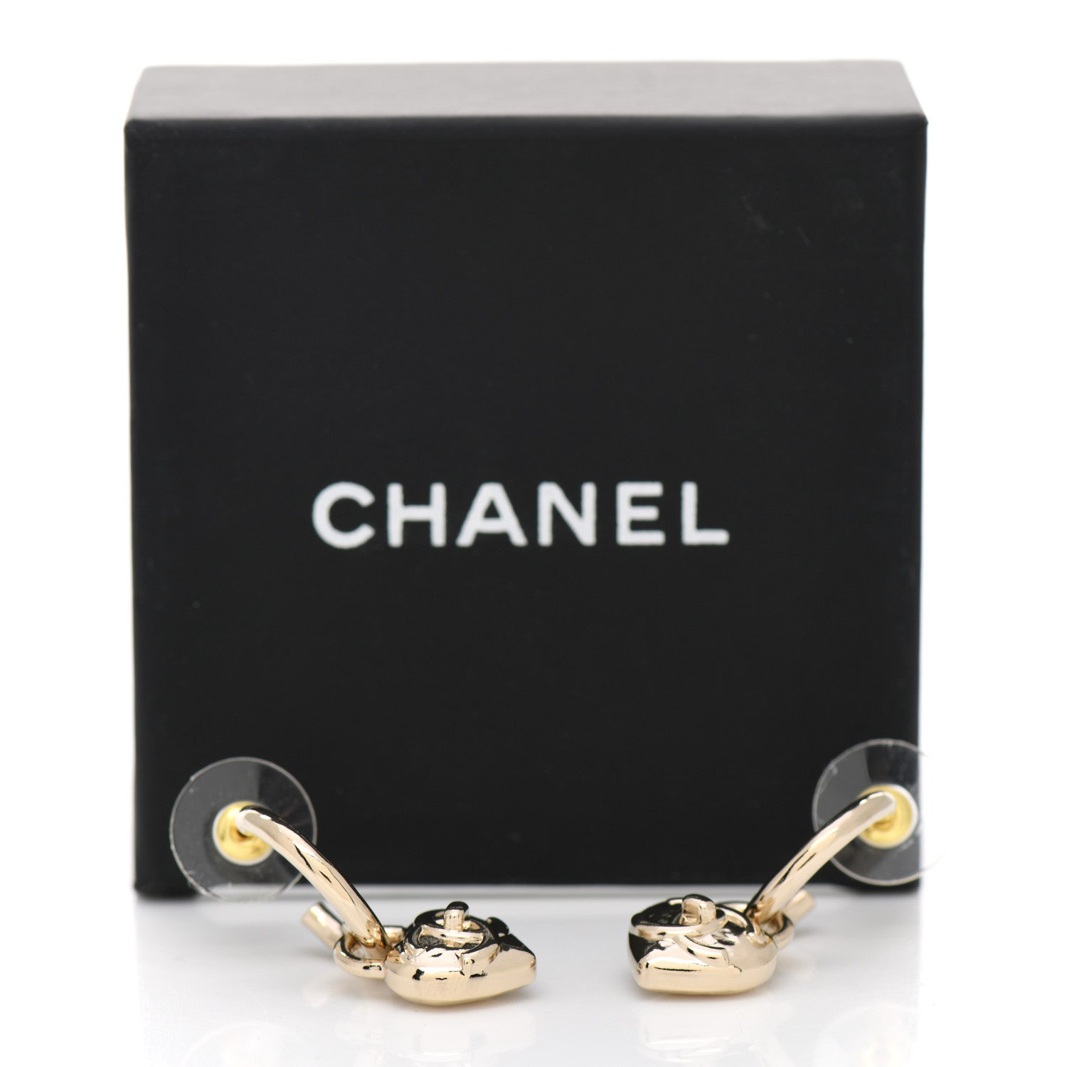 Chanel Metal CC Heart Drop Earrings Gold 5 of 5