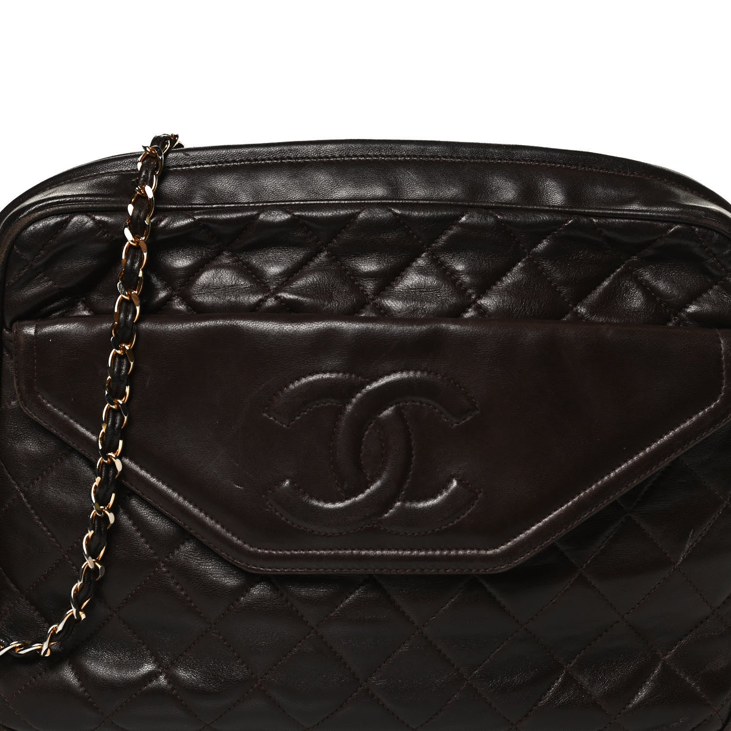 Chanel Lambskin Quilted Tassel Camera Case Brown 7 of 9