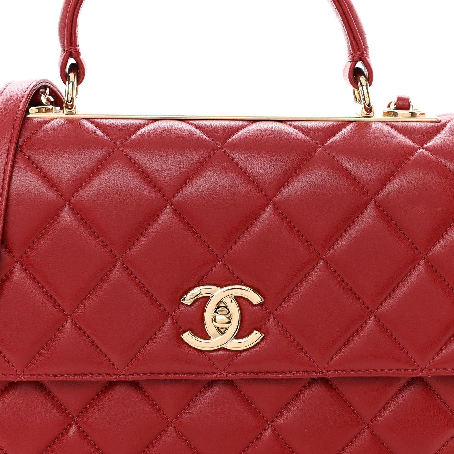 Lambskin Quilted Medium Trendy CC Flap Dual Handle Bag Red