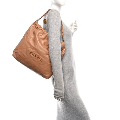 Chanel Shiny Calfskin Quilted Chanel 22 Camel 2 of 12