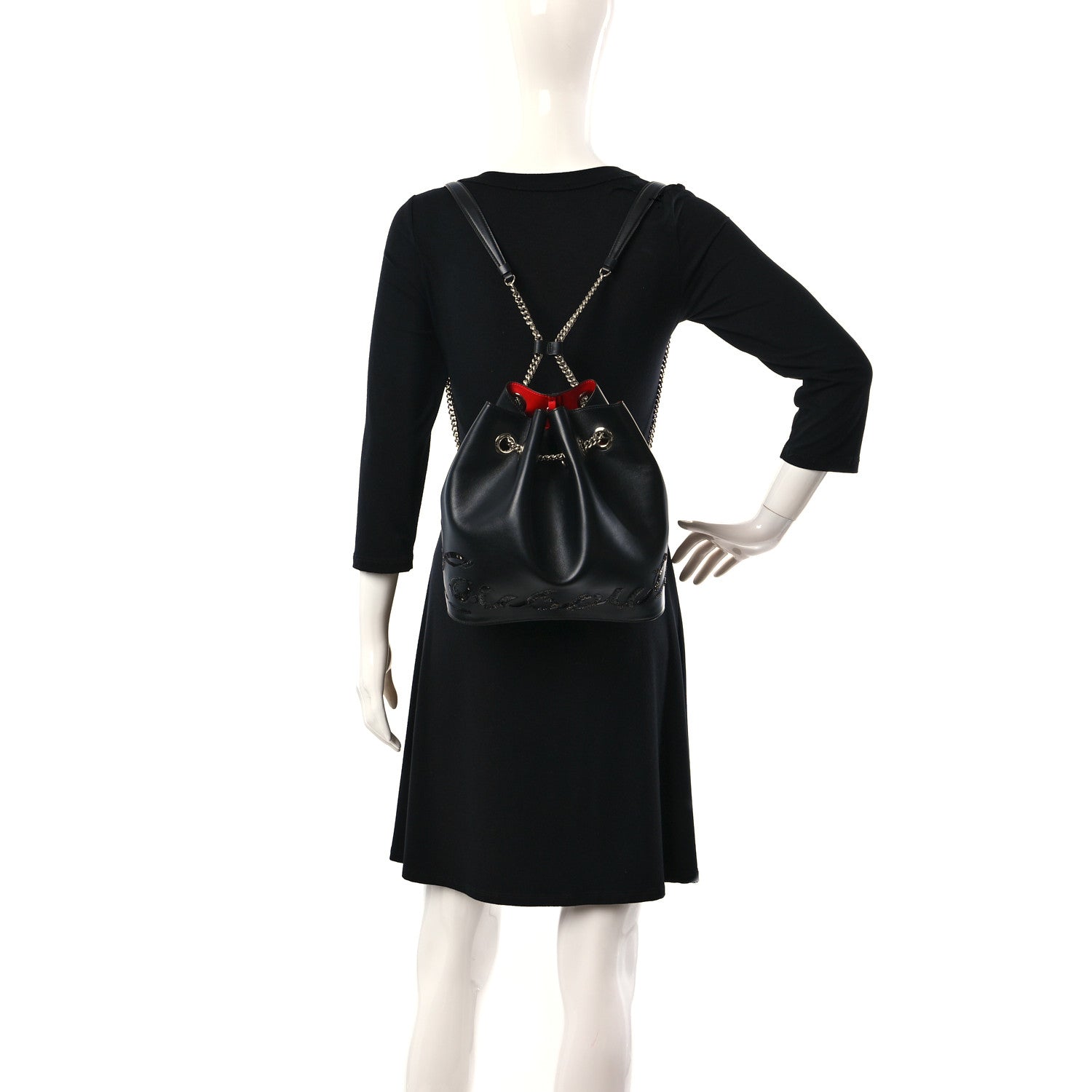 Christian Louboutin Calfskin Paris Marie Jane Logo Backpack Black 2 of 11