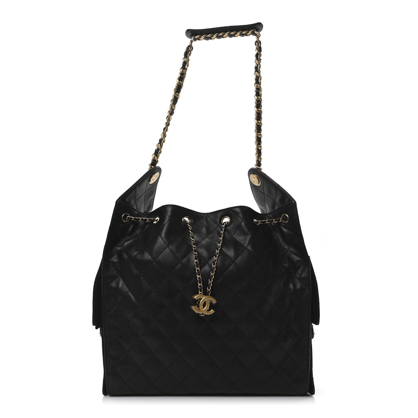 Caviar Quilted Medium Chanel 25 Handbag Black