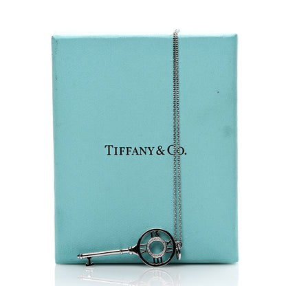 Tiffany 18K White Gold Diamond Atlas Key Pendant Necklace 8 of 8
