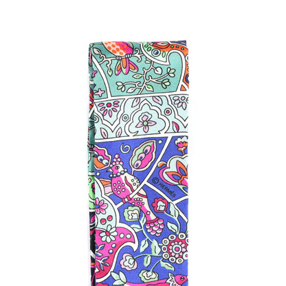 Hermes Silk Au Pays Des Oiseaux Fleurs Twilly Vert Vif Black Fuchsia 4 of 4