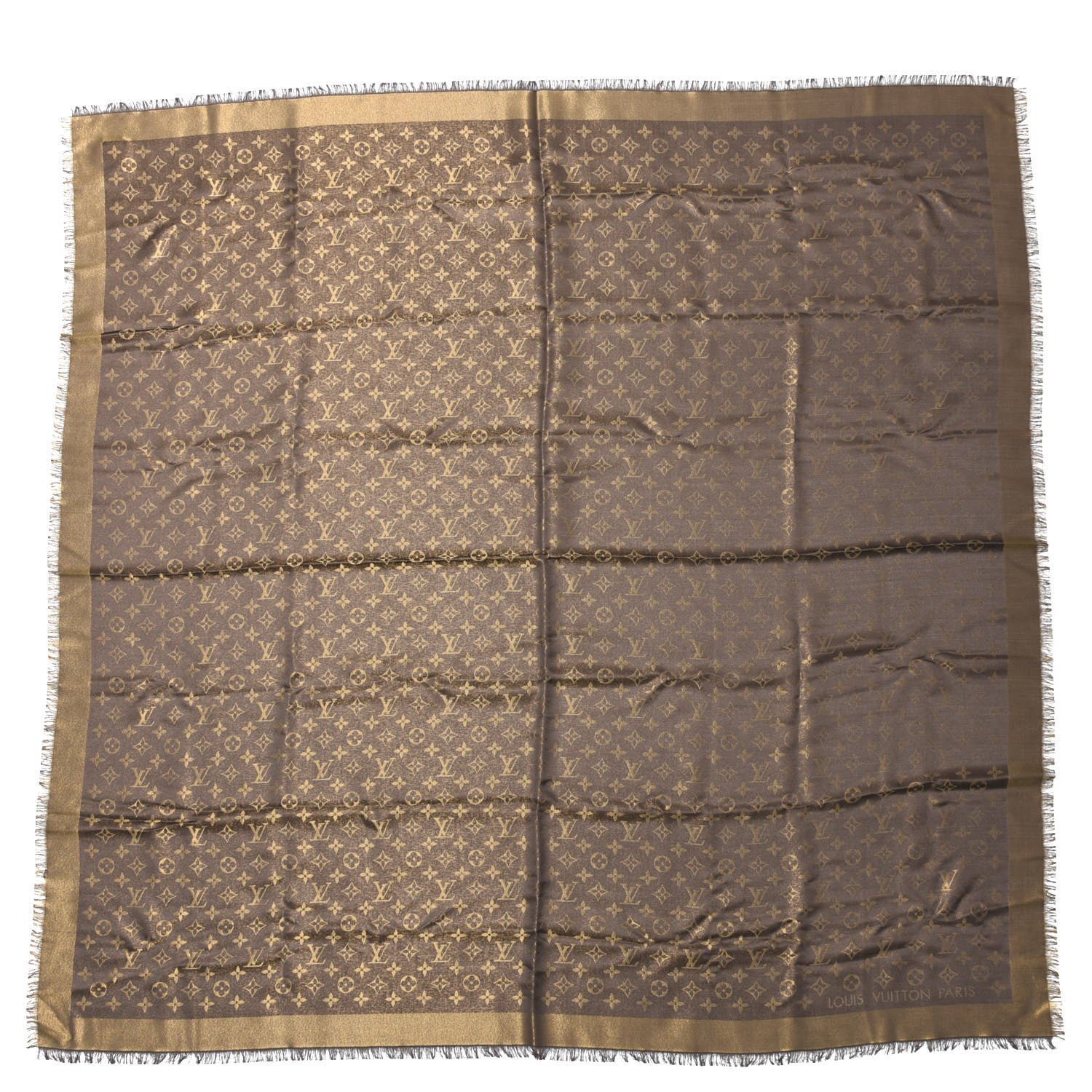 Louis Vuitton Silk Lurex Wool Monogram Shine Shawl Marron 1 of 3