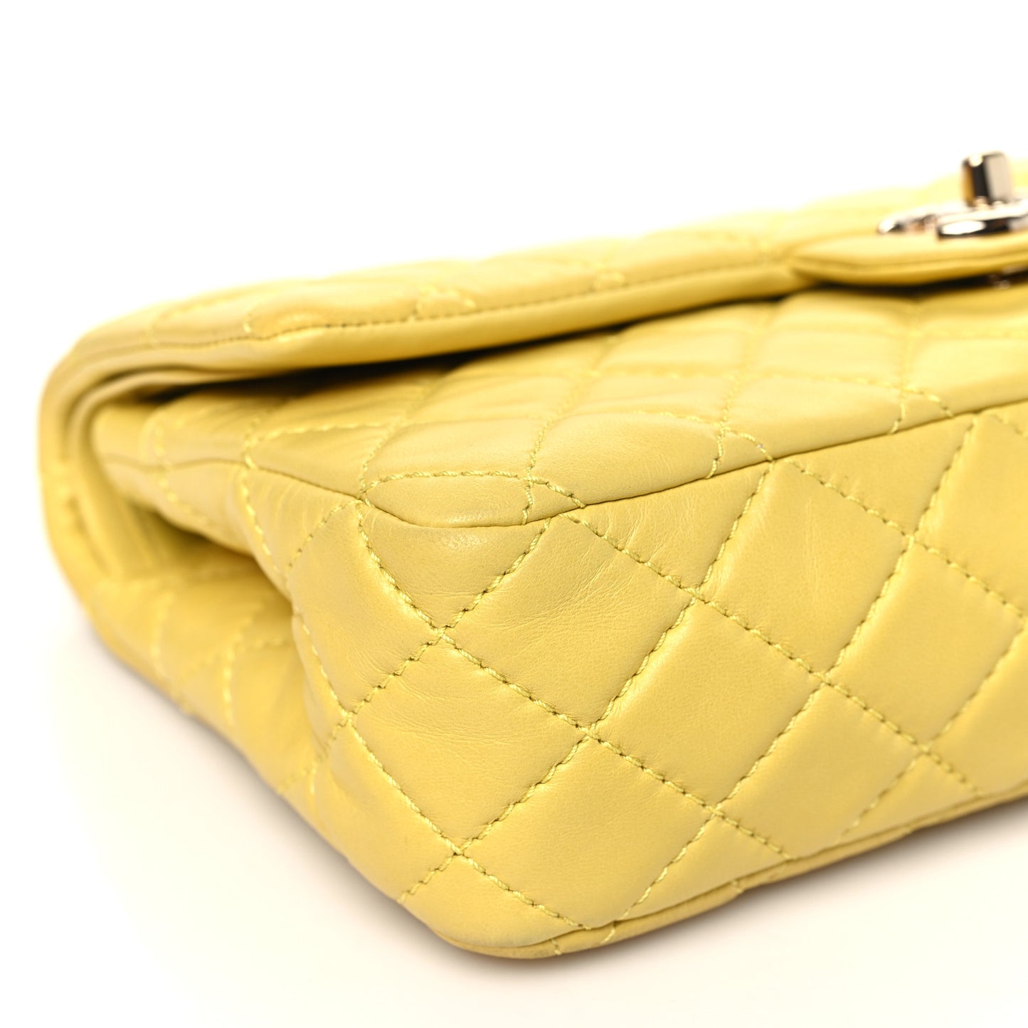 Lambskin Quilted Medium Double Flap Yellow