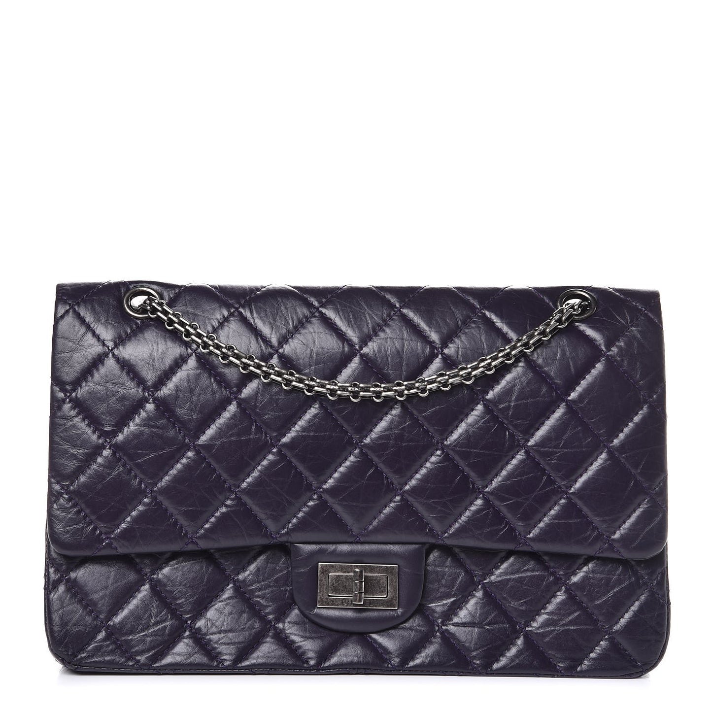 Aged Calfskin Quilted 2.55 Reissue 227 Flap Dark Purple