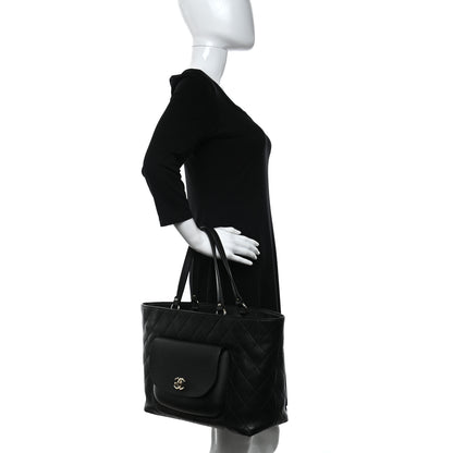 Chanel Sheepskin Caviar Quilted Large Shopping Tote Black 3 of 9