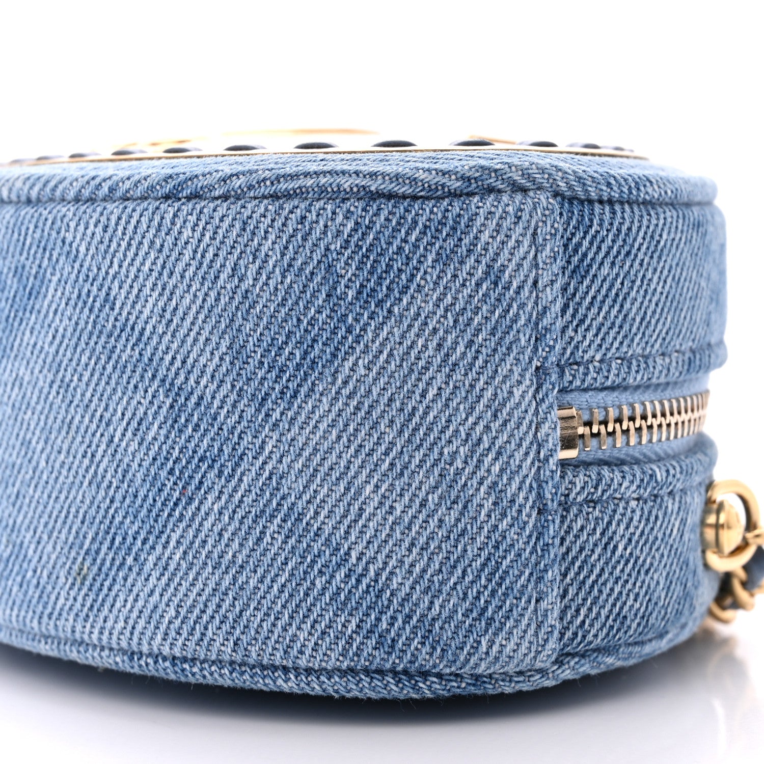 Chanel Denim Printed Chain Clutch Dark Blue 10 of 11