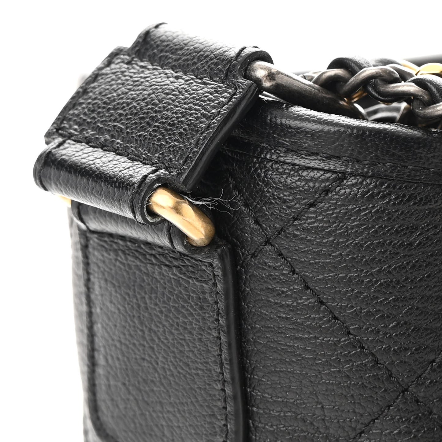 Patent Goatskin Quilted Medium Gabrielle Hobo Black