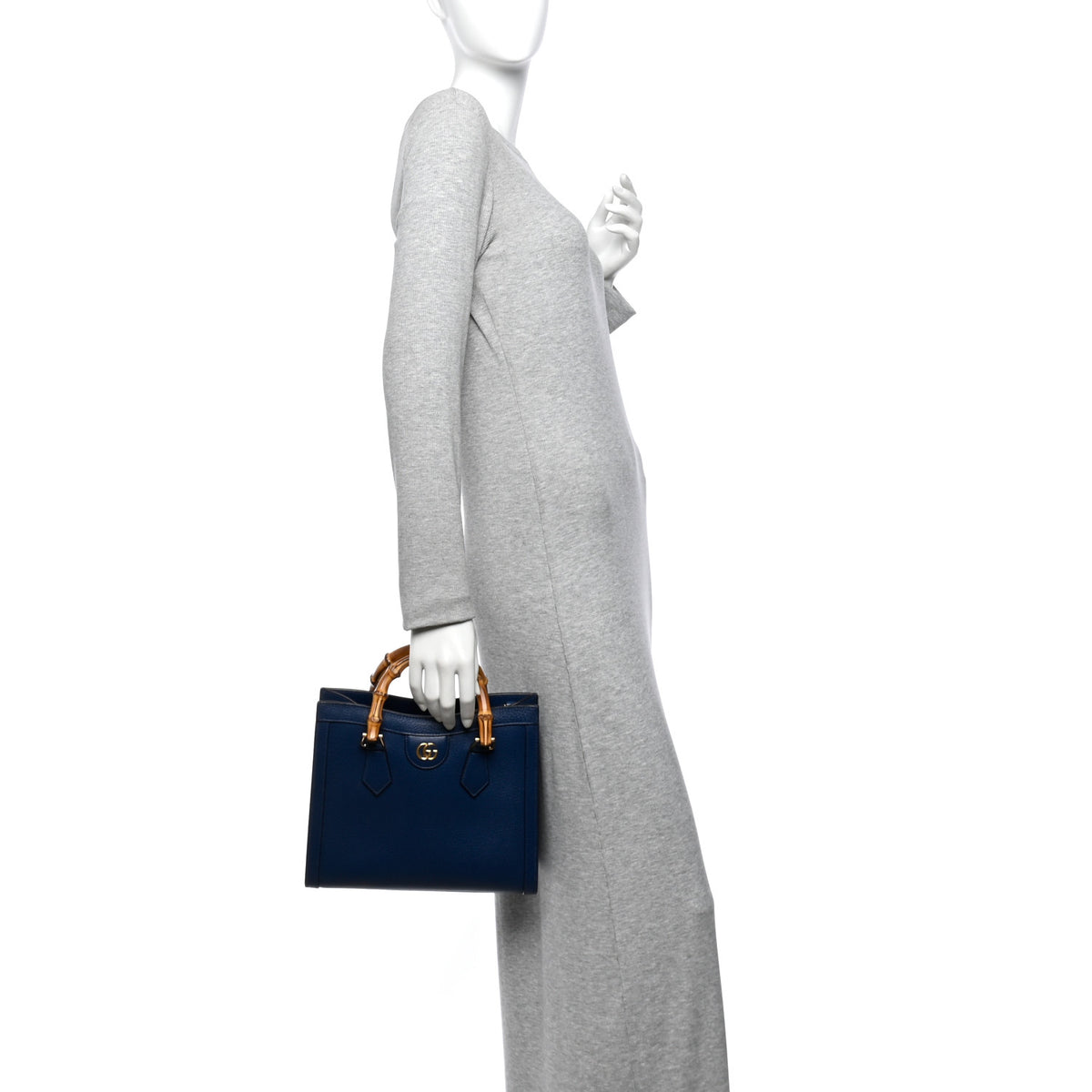 Gucci Textured Dollar Calfskin Web Small Diana Tote Bag Royal Crop 2 of 11