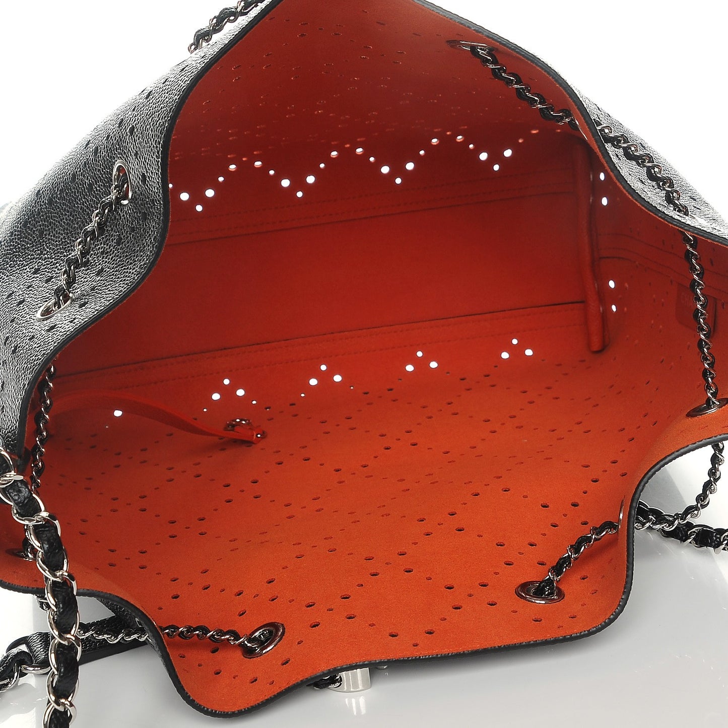 Caviar Perforated Drawstring CC Bag Black Orange