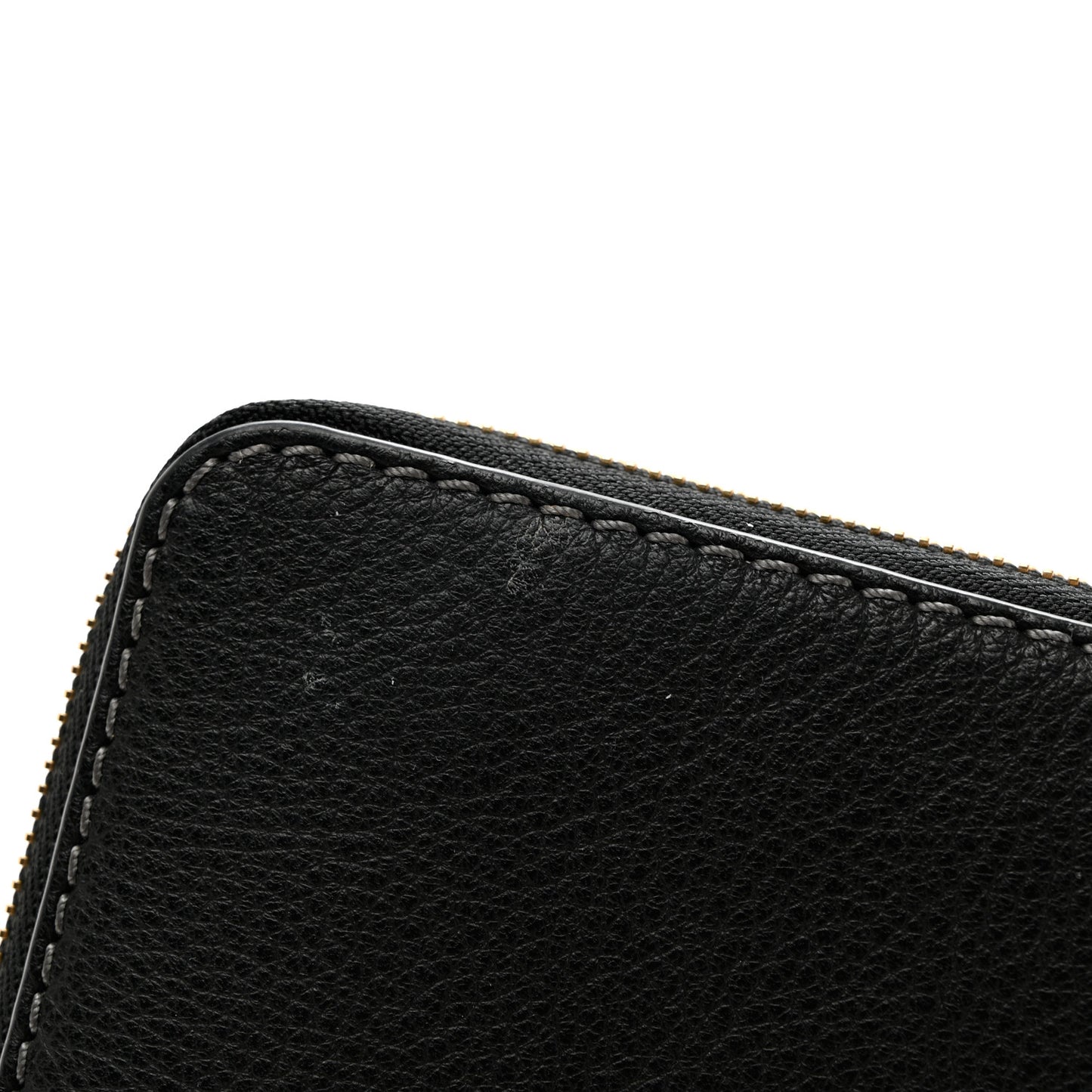 Grained Calfskin Marcie Long Zip Around Wallet Black