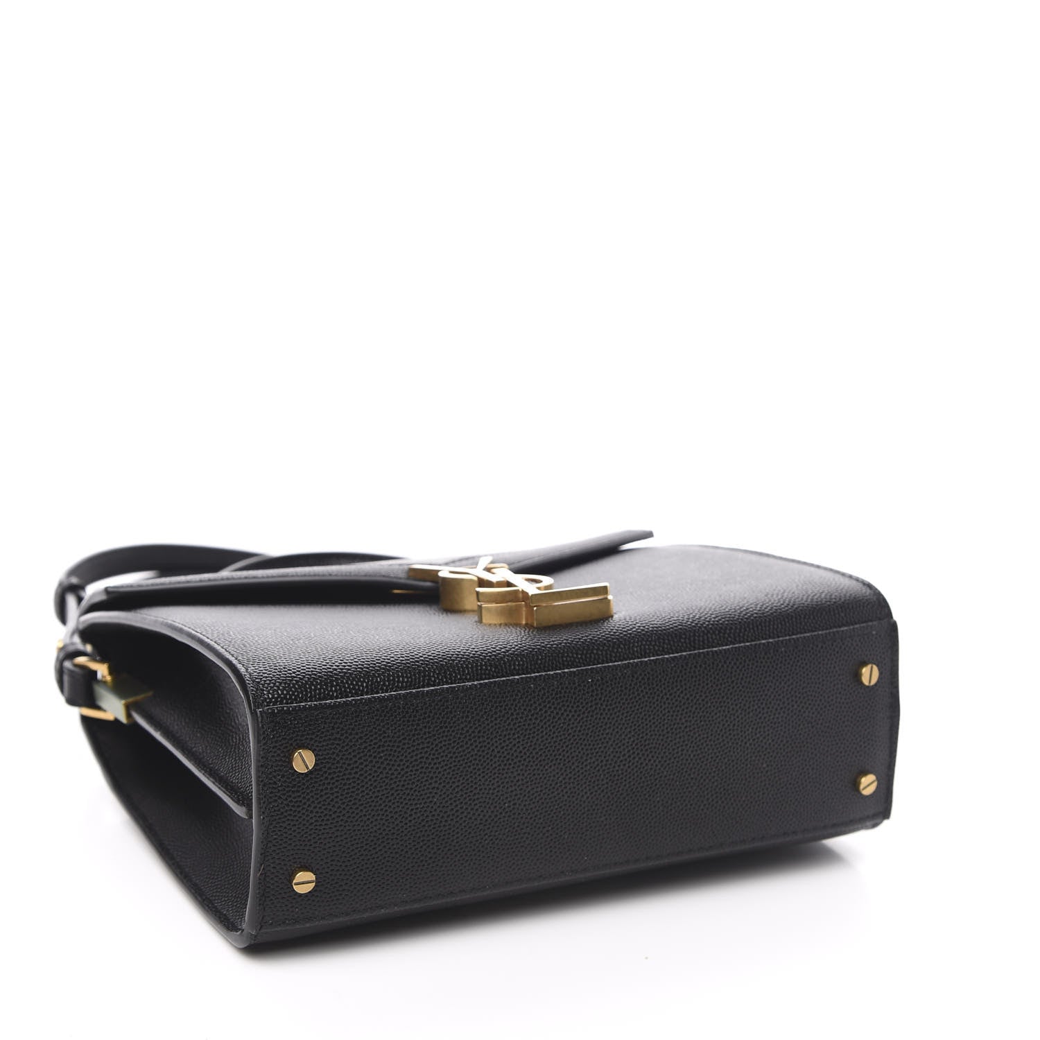 Saint Laurent Grain de Poudre Mini Classic Monogram Cassandra Top Handle Black Rouge Legion 5 of 10