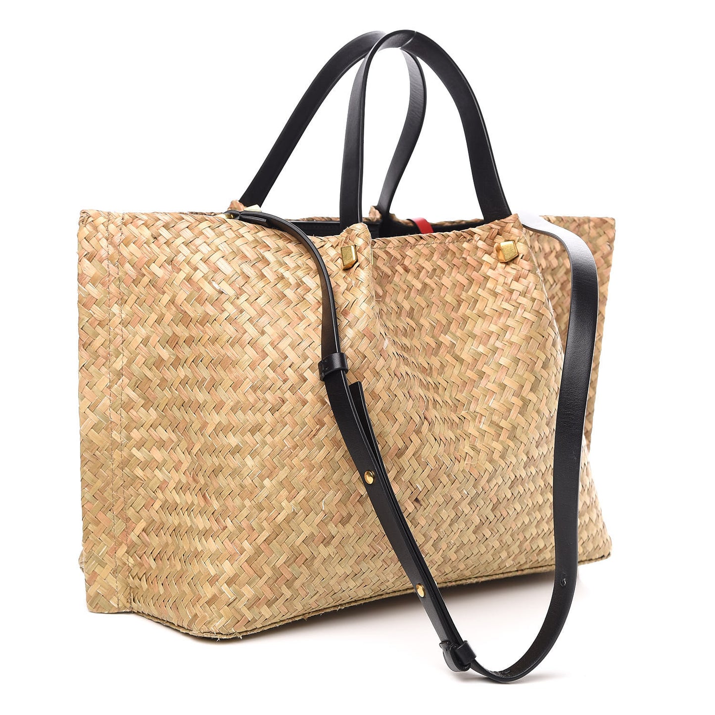 Raffia Medium Vlogo Escape Shopper Natural Black Rouge