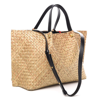 Valentino Garavani Raffia Medium Vlogo Escape Shopper Natural Black Rouge 3 of 11