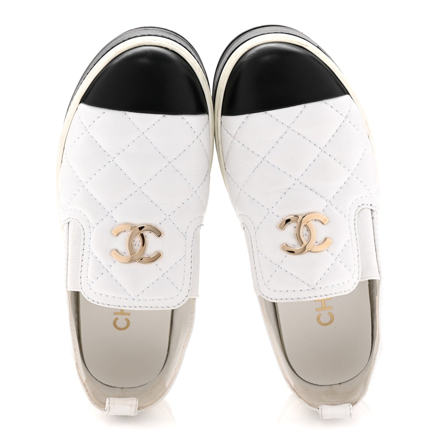 Lambskin Quilted Womens CC Stroll Sneakers 36 White