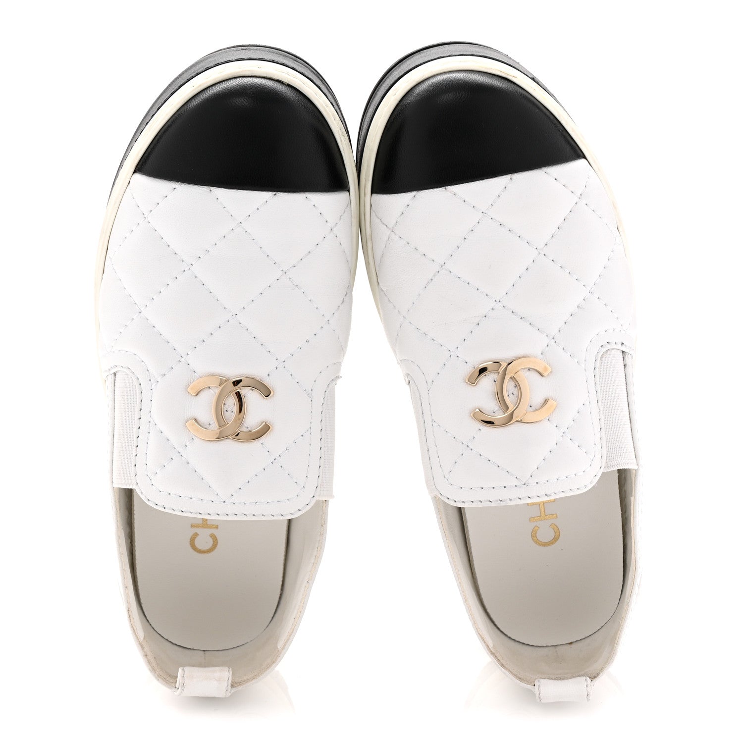 Chanel Lambskin Quilted Womens CC Stroll Sneakers 36 White 5 of 11
