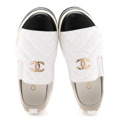 Chanel Lambskin Quilted Womens CC Stroll Sneakers 36 White 5 of 11
