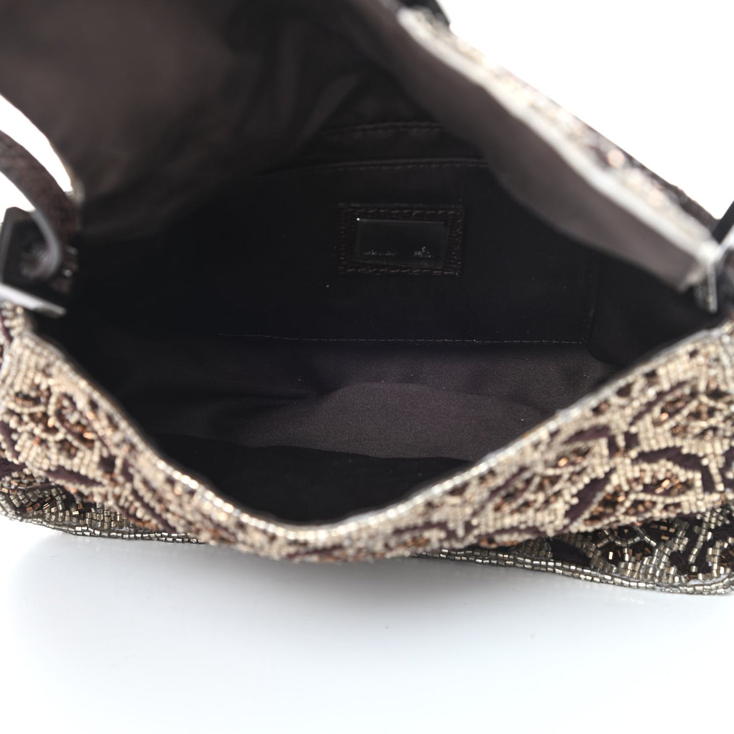 Lizard Beaded Mini Mama Baguette Brown