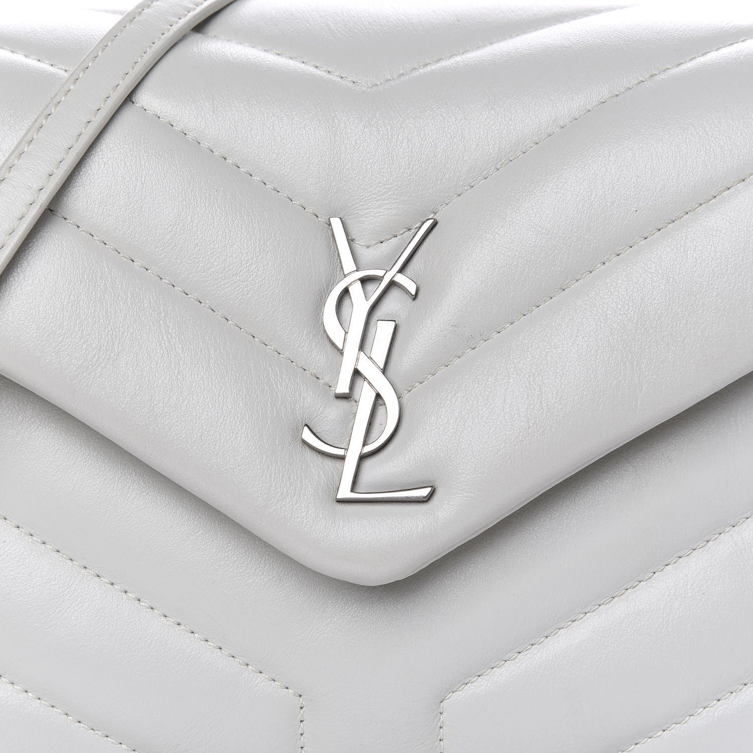 Saint Laurent Calfskin Y Quilted Monogram Toy Loulou Chain Satchel Ivory 9 of 9