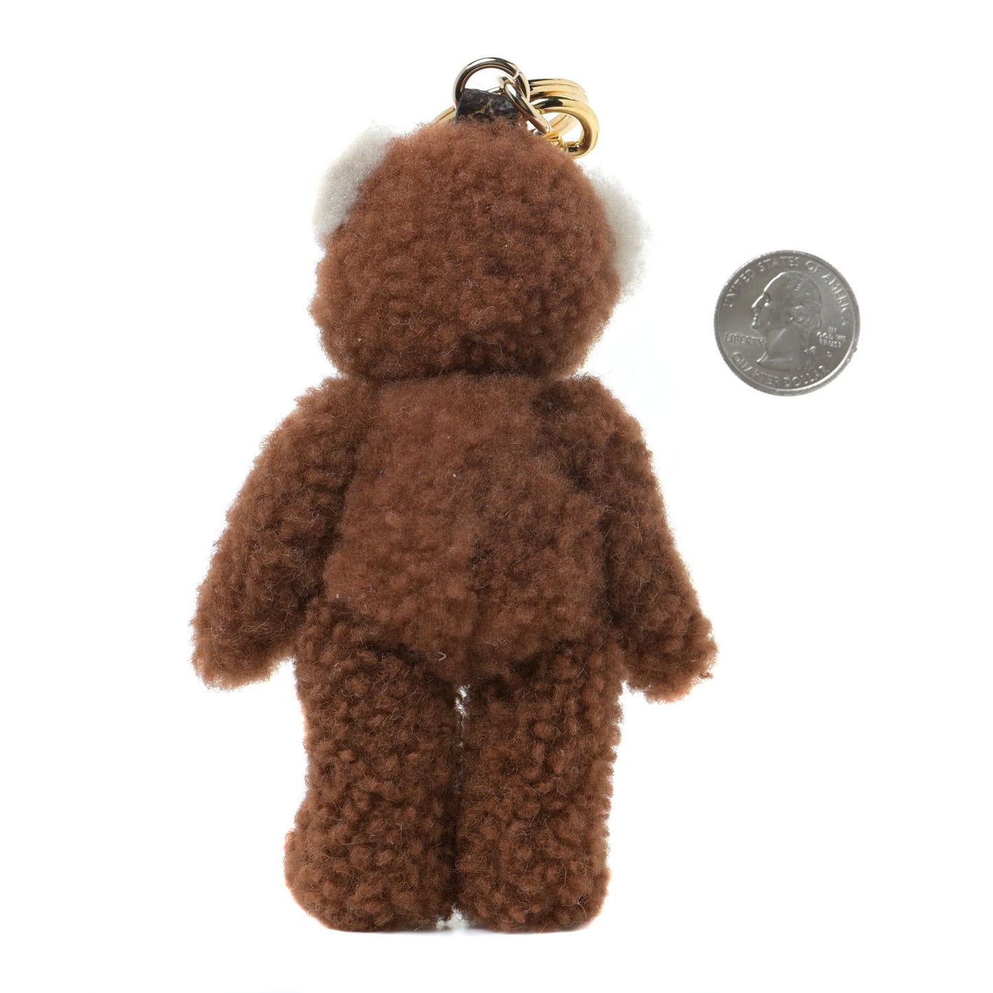 Shearling LV Teddy Bear Bag Charm Key Holder Black Pink
