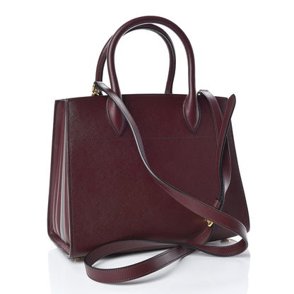 Prada Saffiano City Calfskin Small Bibliothèque Top Handle Granato Marmo 3 of 9
