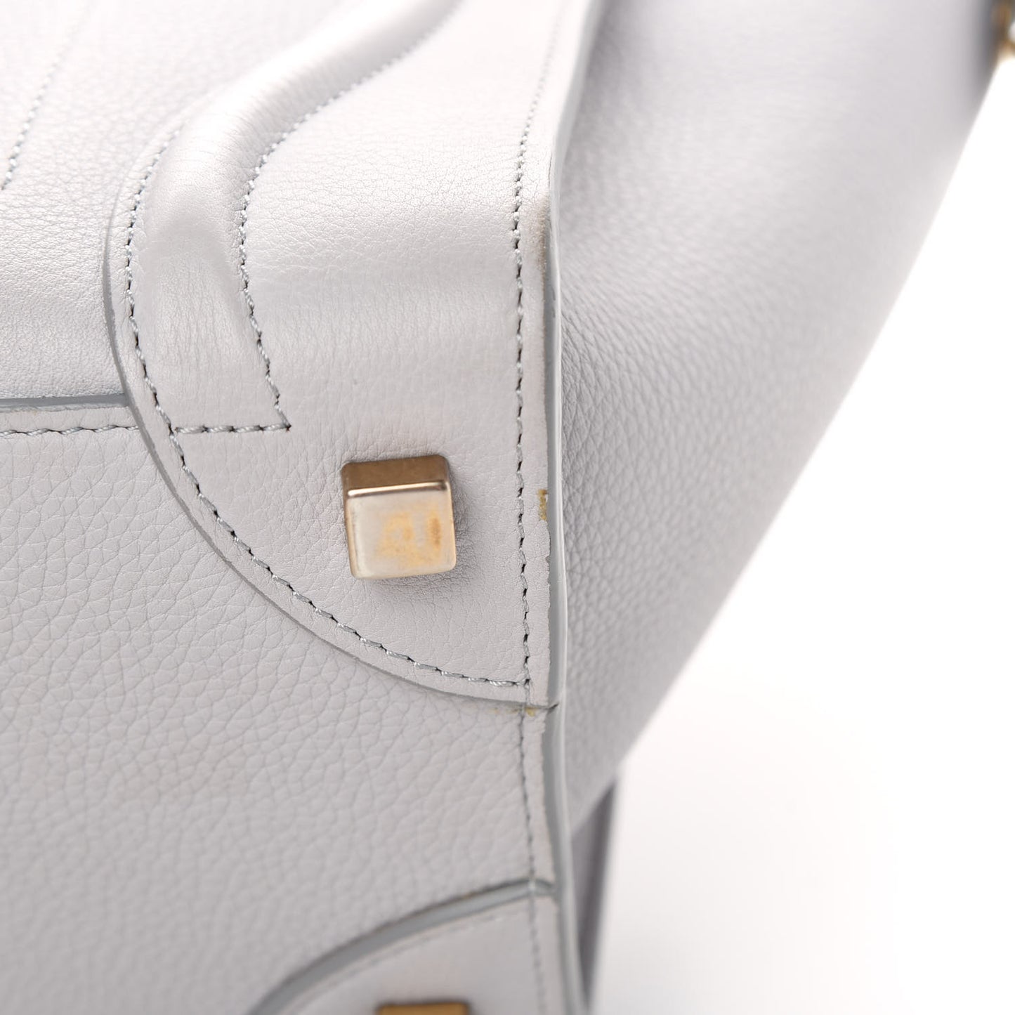 Drummed Calfskin Micro Luggage Light Grey
