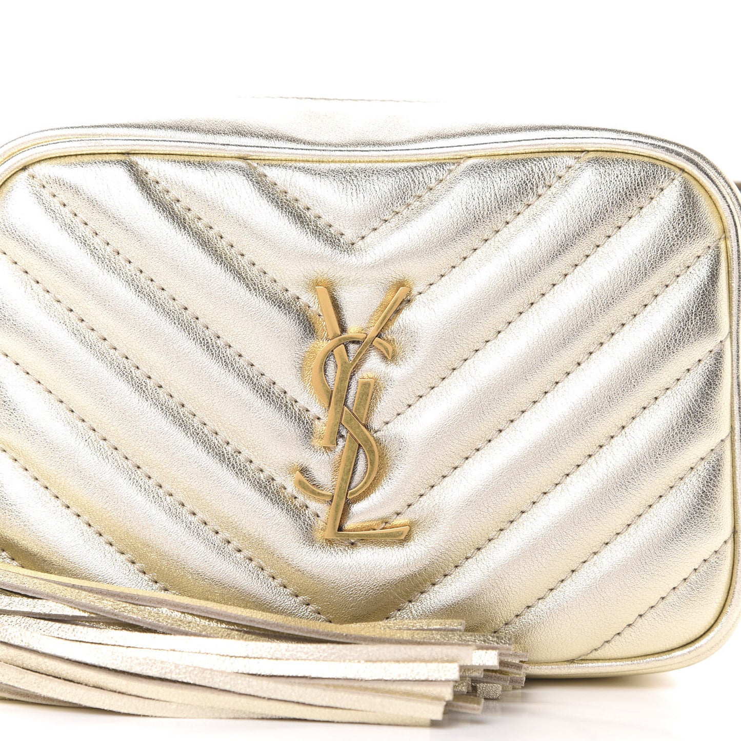 Metallic Calfskin Matelasse Monogram Lou Belt Bag Platino
