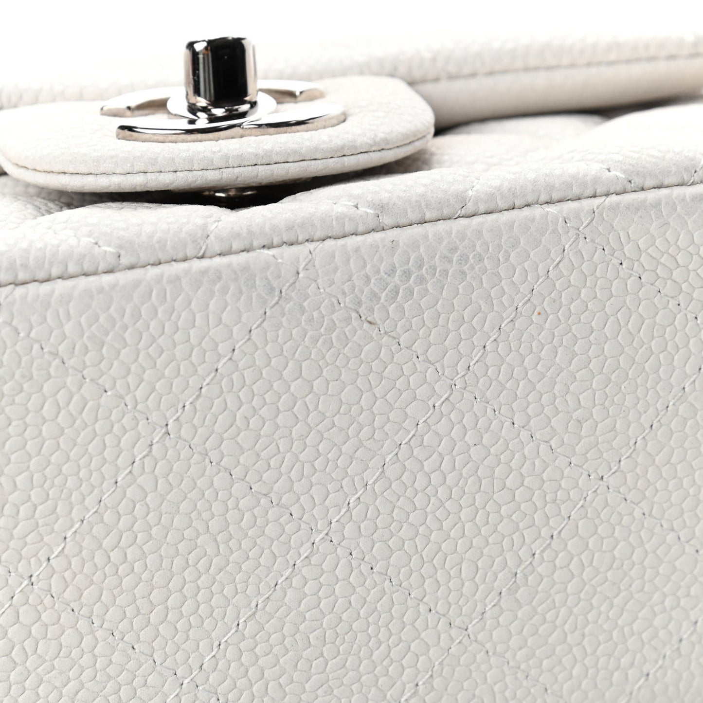 Caviar Quilted Mini Square Flap White