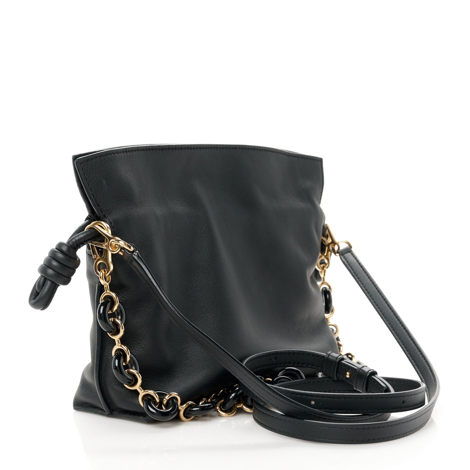 Loewe Nappa Calfskin Mini Flamenco Knot Clutch With Chain Black 3 of 11
