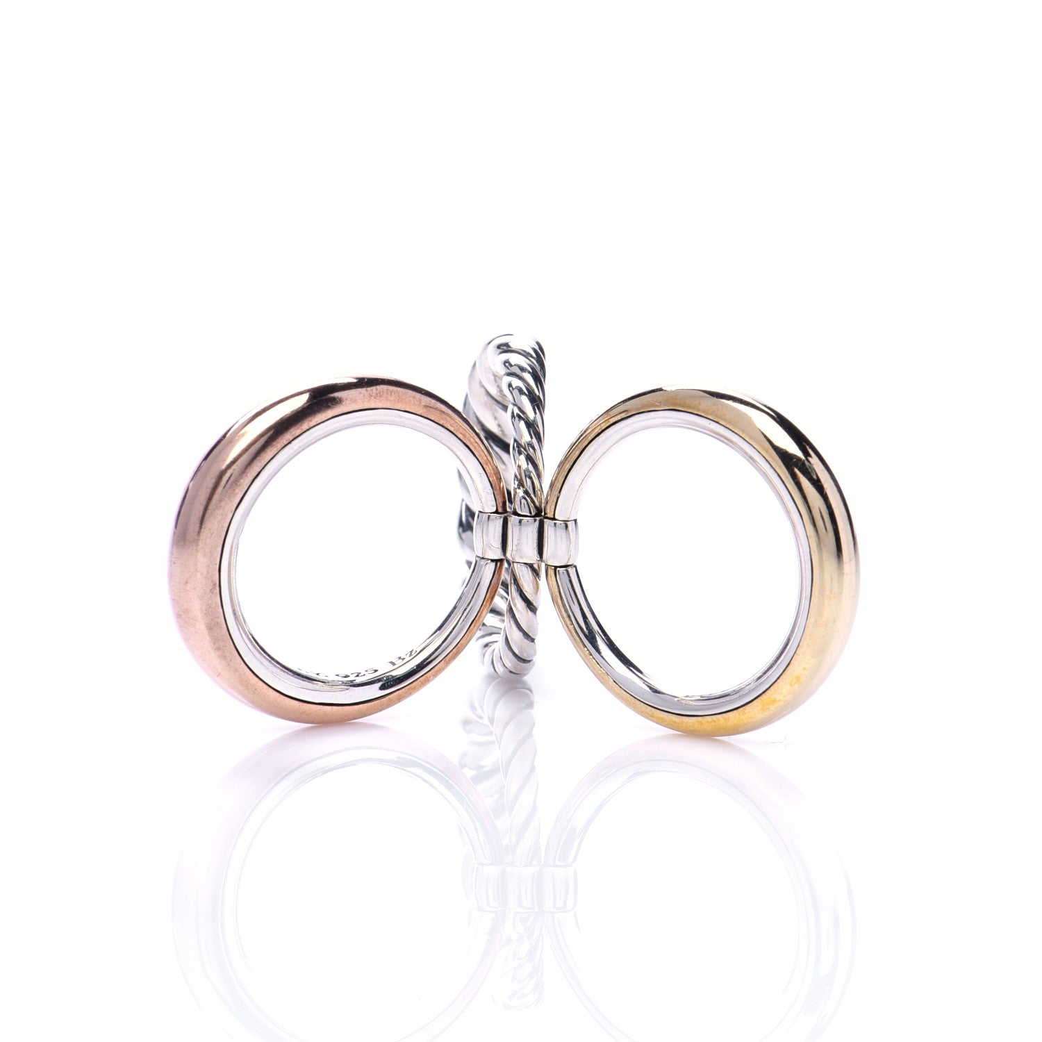 David Yurman Sterling Silver Bronze Brass Pure Form Three-Row Ring 54 7 6 of 7