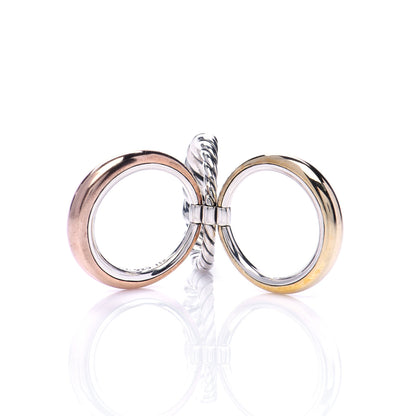 David Yurman Sterling Silver Bronze Brass Pure Form Three-Row Ring 54 7 6 of 7