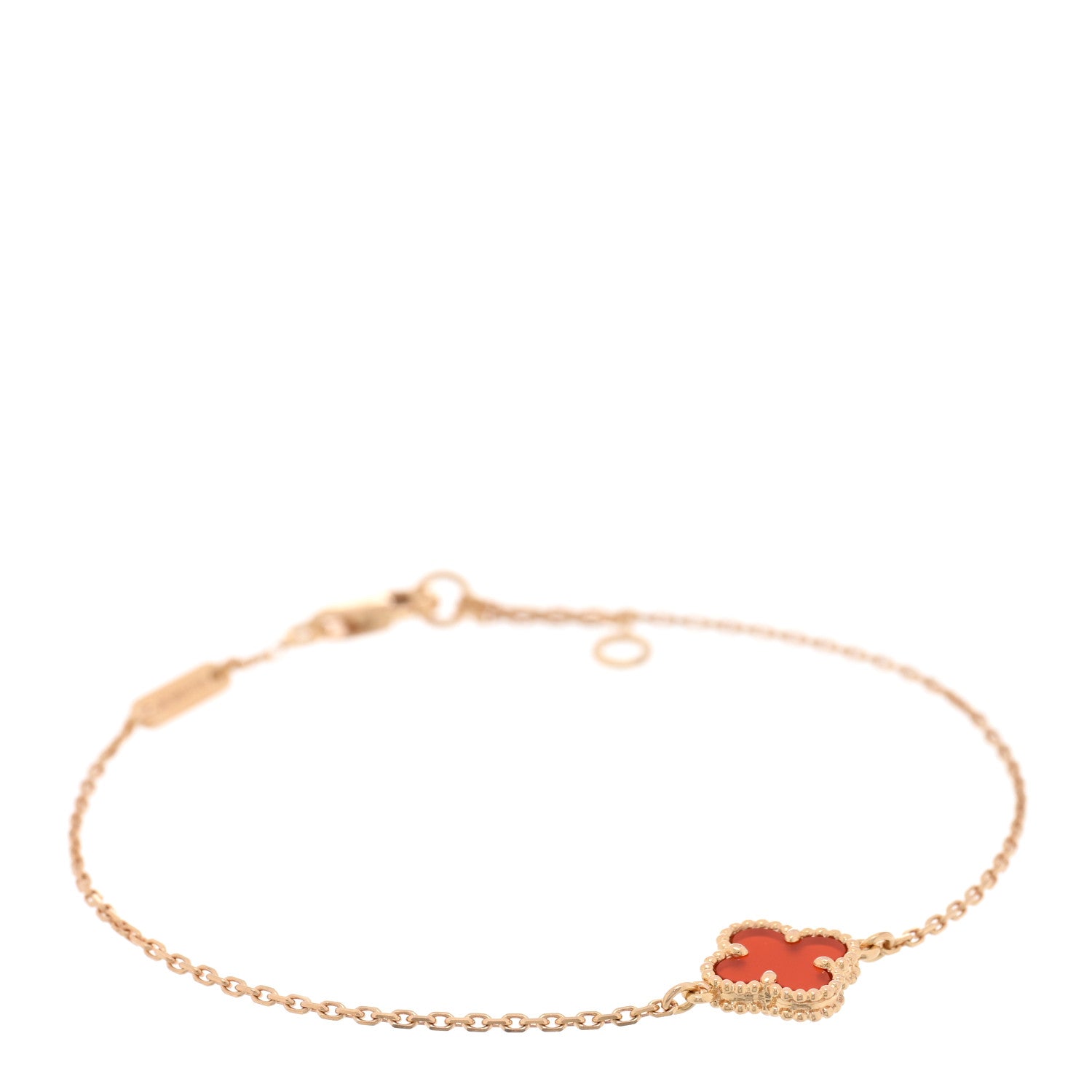 Van Cleef & Arpels 18K Rose Gold Carnelian Sweet Alhambra Bracelet 1 of 4