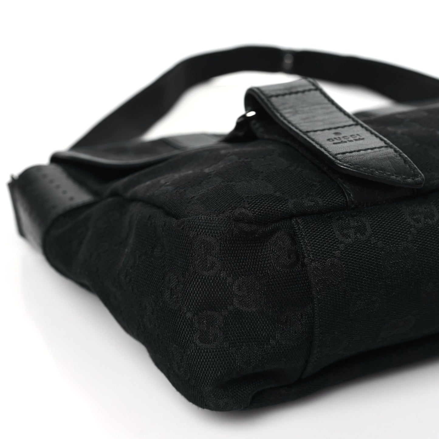 Monogram Medium Double Buckle Flap Messenger Bag Black