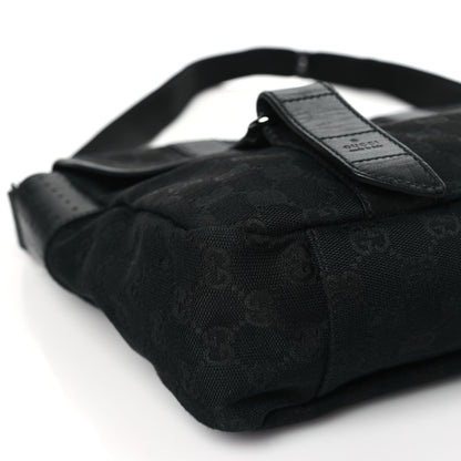 Gucci Monogram Medium Double Buckle Flap Messenger Bag Black 9 of 10