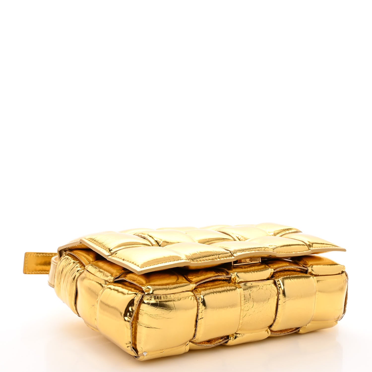 Bottega Veneta Mirror Lambskin Maxi Intreccio Padded Cassette Crossbody Bag Gold 4 of 10