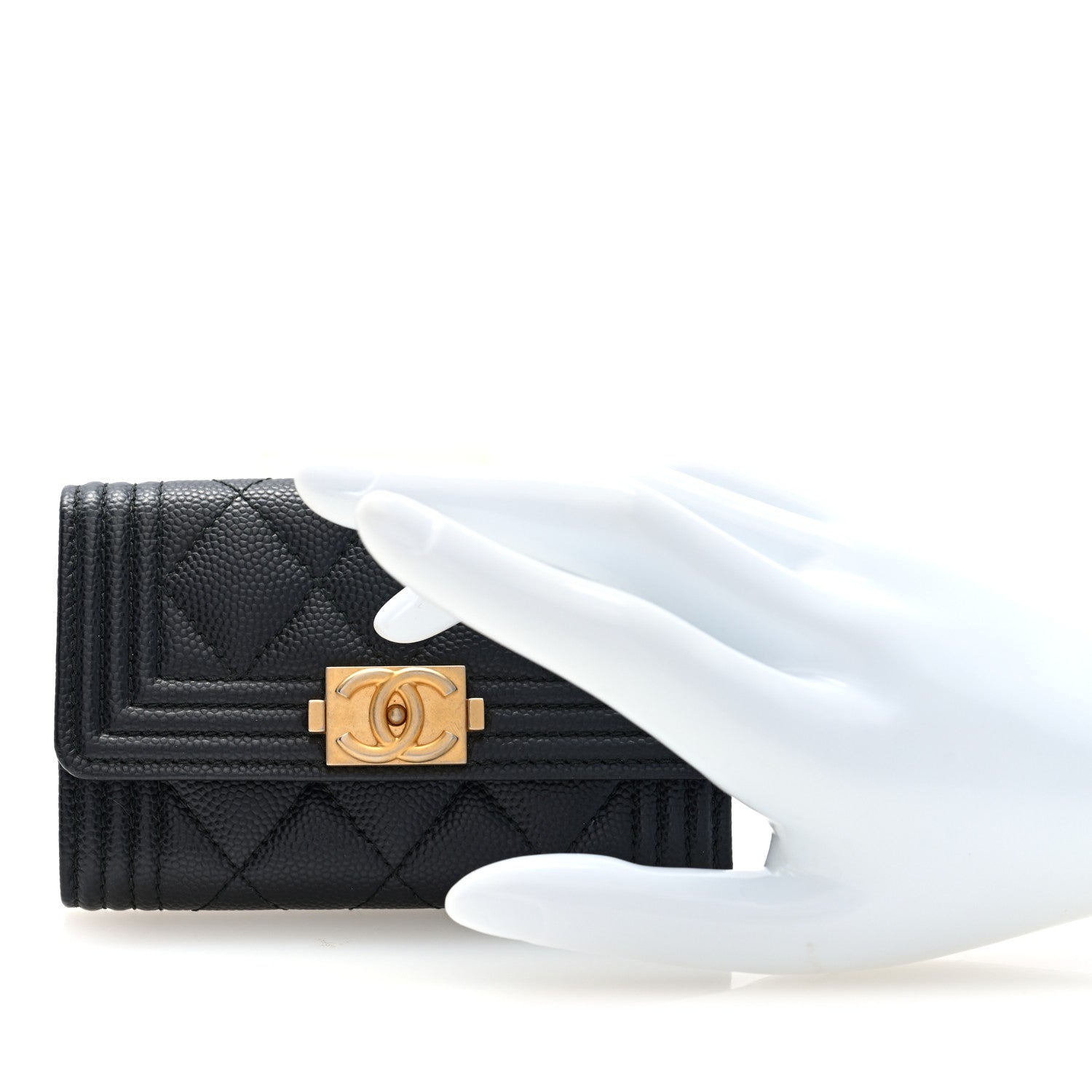 Chanel Caviar Quilted Boy Flap Card Holder Black 3 of 8