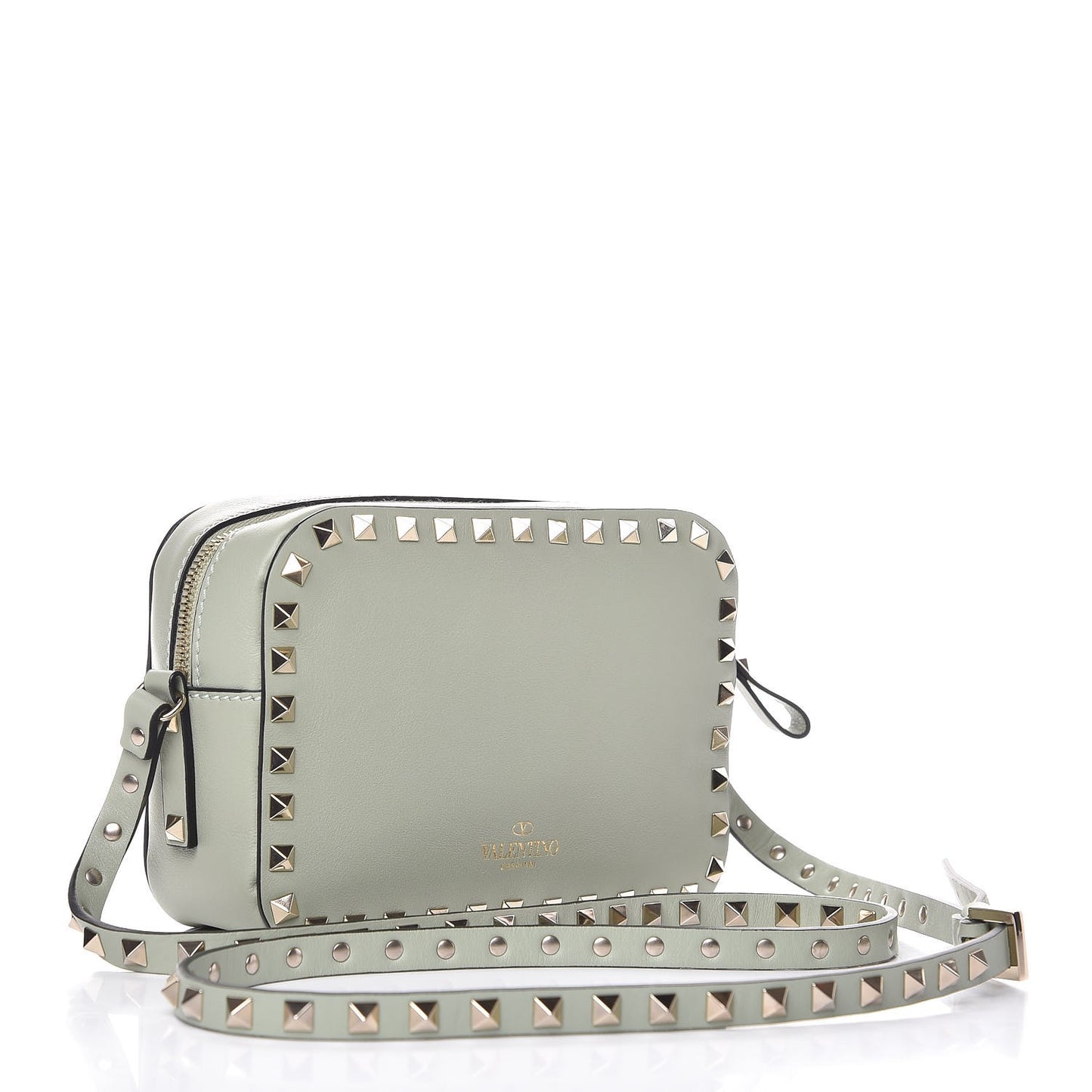 Calfskin Rockstud Camera Crossbody Bag Green Tea Sorbet