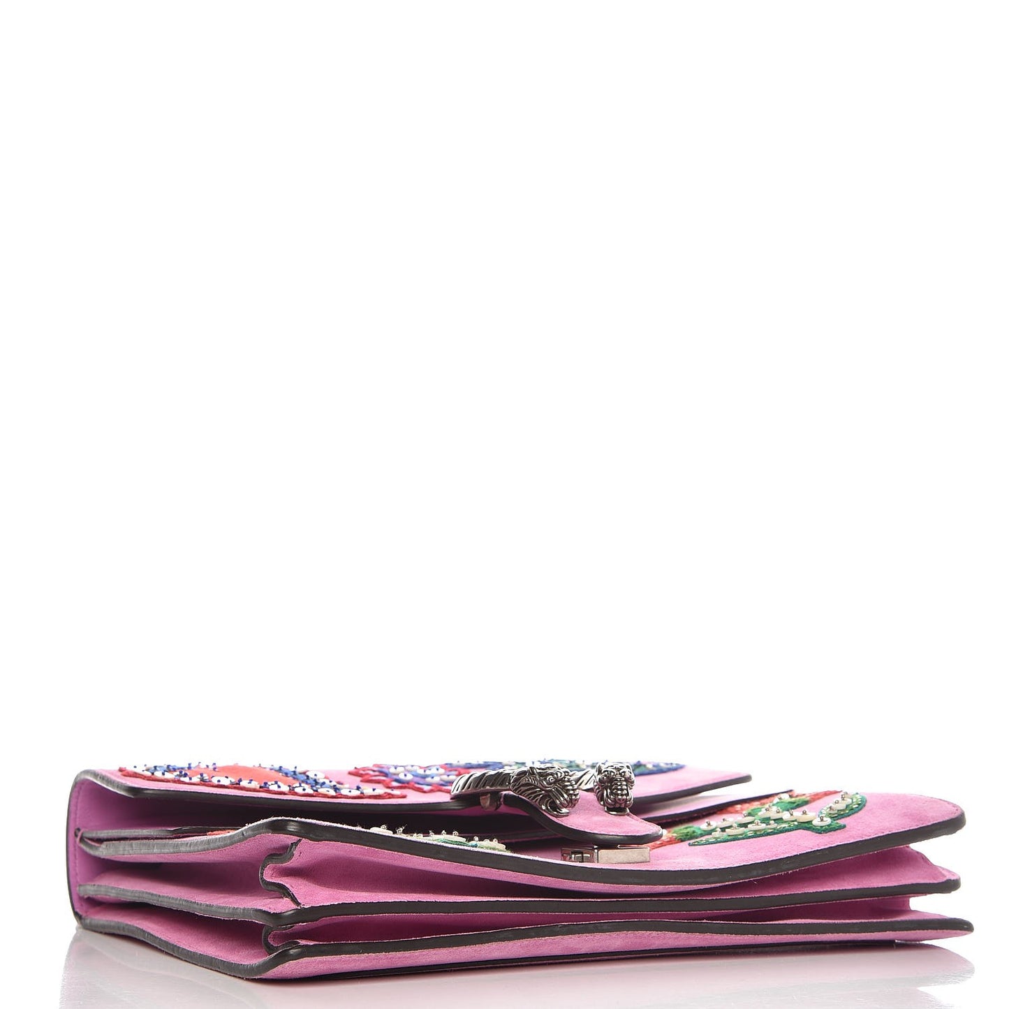 Suede Cudu Embroidered Medium Dionysus Shoulder Bag Candy Mousse Multicolor