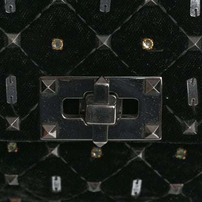 Valentino Garavani Velvet Small Rockstud Spike Embellished Shoulder Bag Black 11 of 15