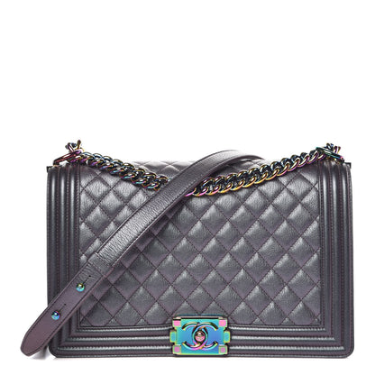 Chanel Iridescent Goatskin Quilted New Medium Boy Flap Purple 1 of 10